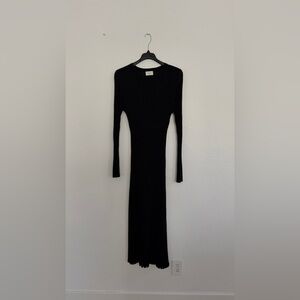 Chic Black Long Sleeve Knit Dress